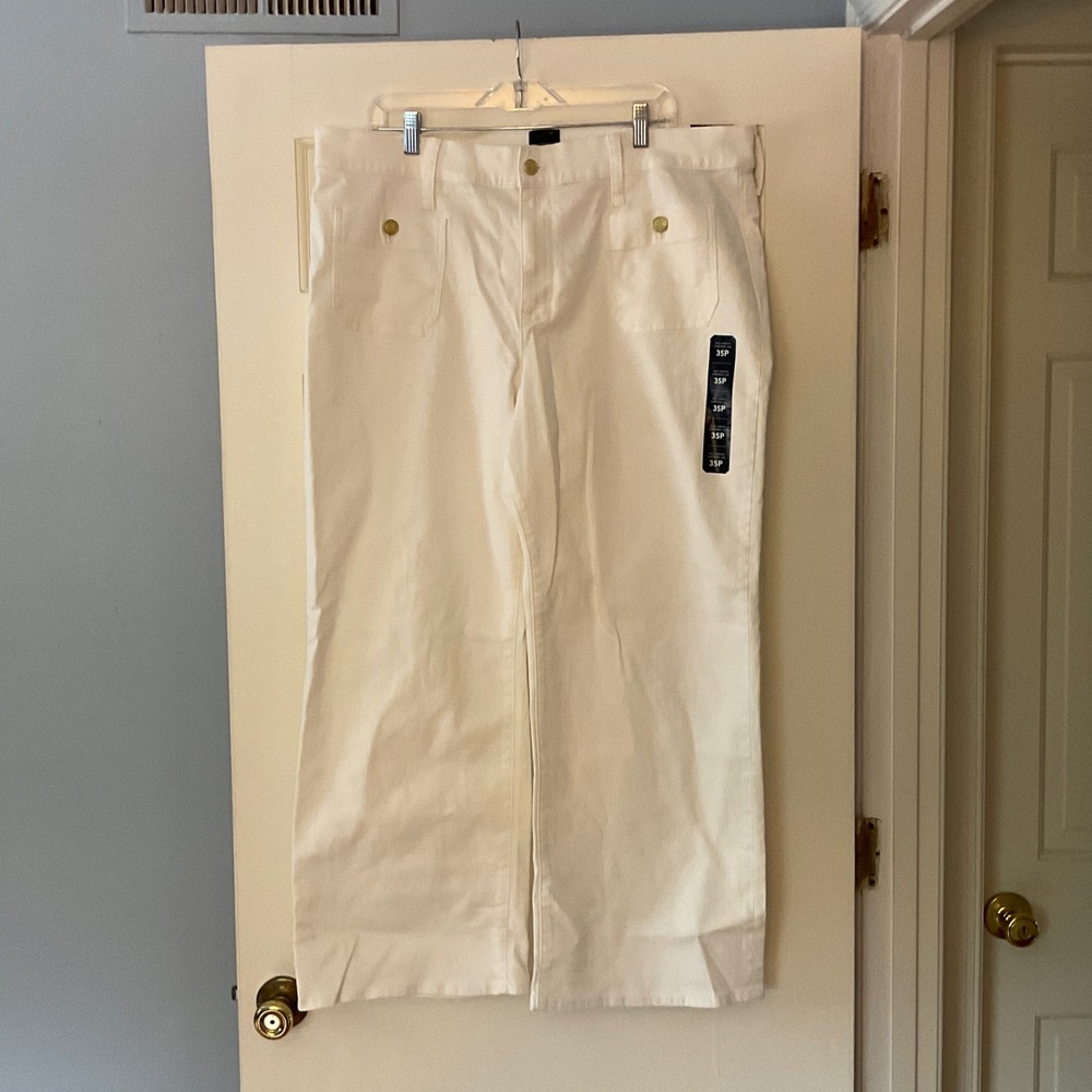 J.Crew Full-Length Slim Wide-Leg Jeans White Sailor 35P 35 Petite NEW